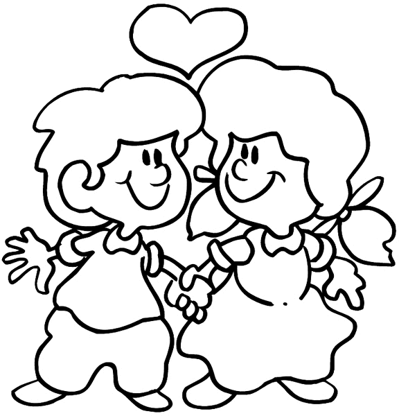 Boy and girl sweethearts vinyl sticker. Customize on line. Love and Weddings 058-0224